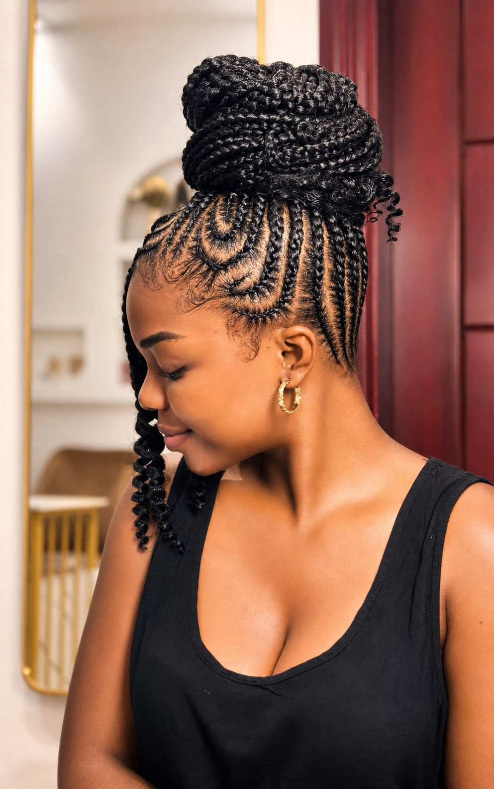 Coiffure tressée avec chignon haut